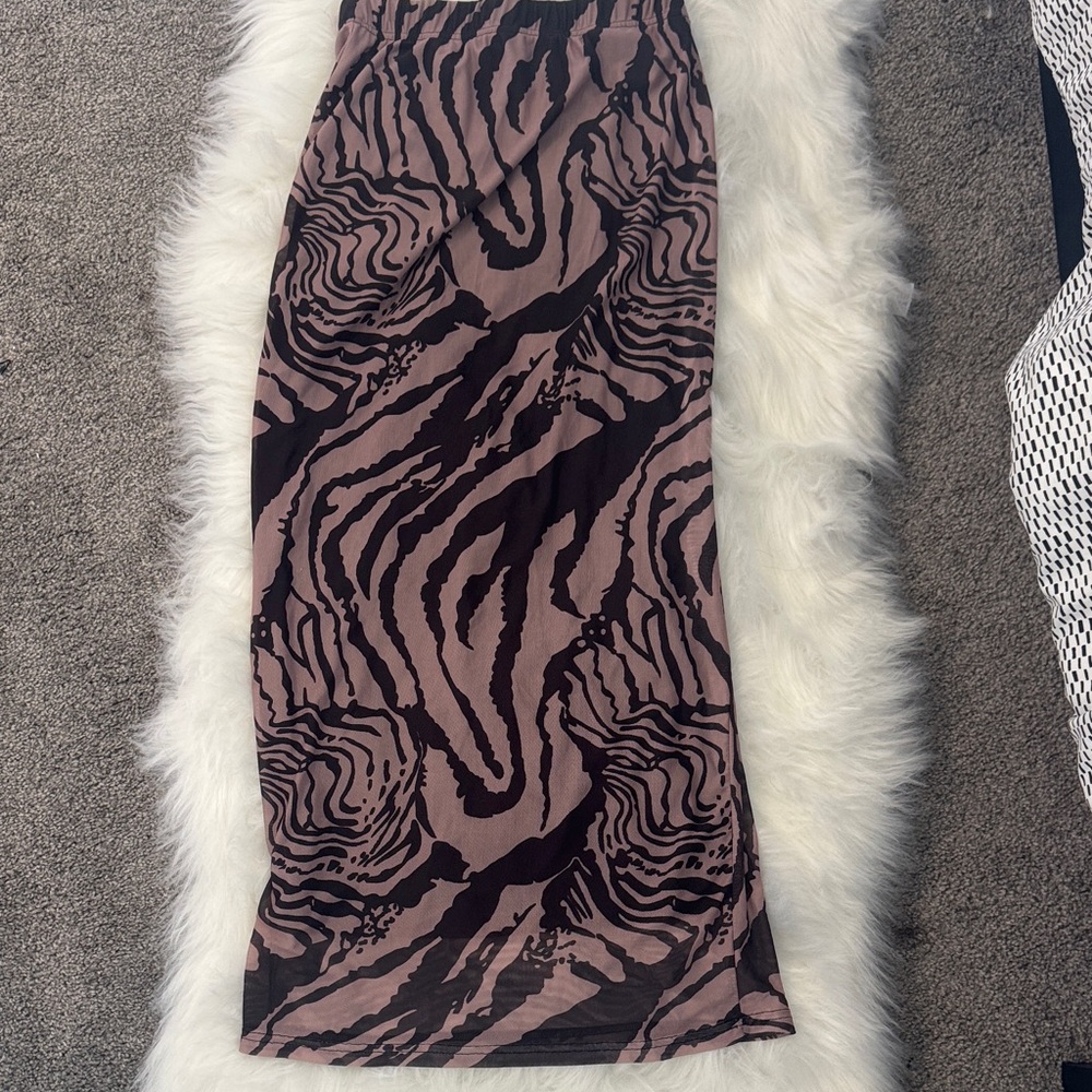 SHEIN Zebra Print Pencil Skirt in Black and Brown